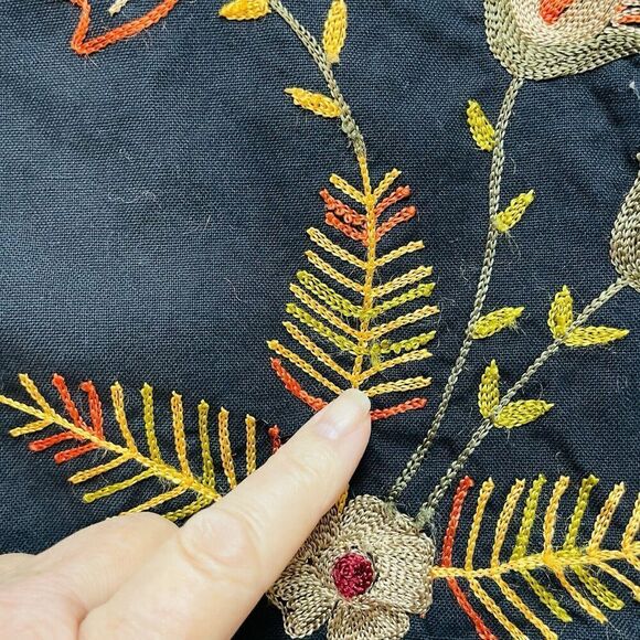 Alex Kim Fall Autumn Jacket Womens 1X Black Floral Embroidered Art to Wear Artsy - Picture 10 of 10